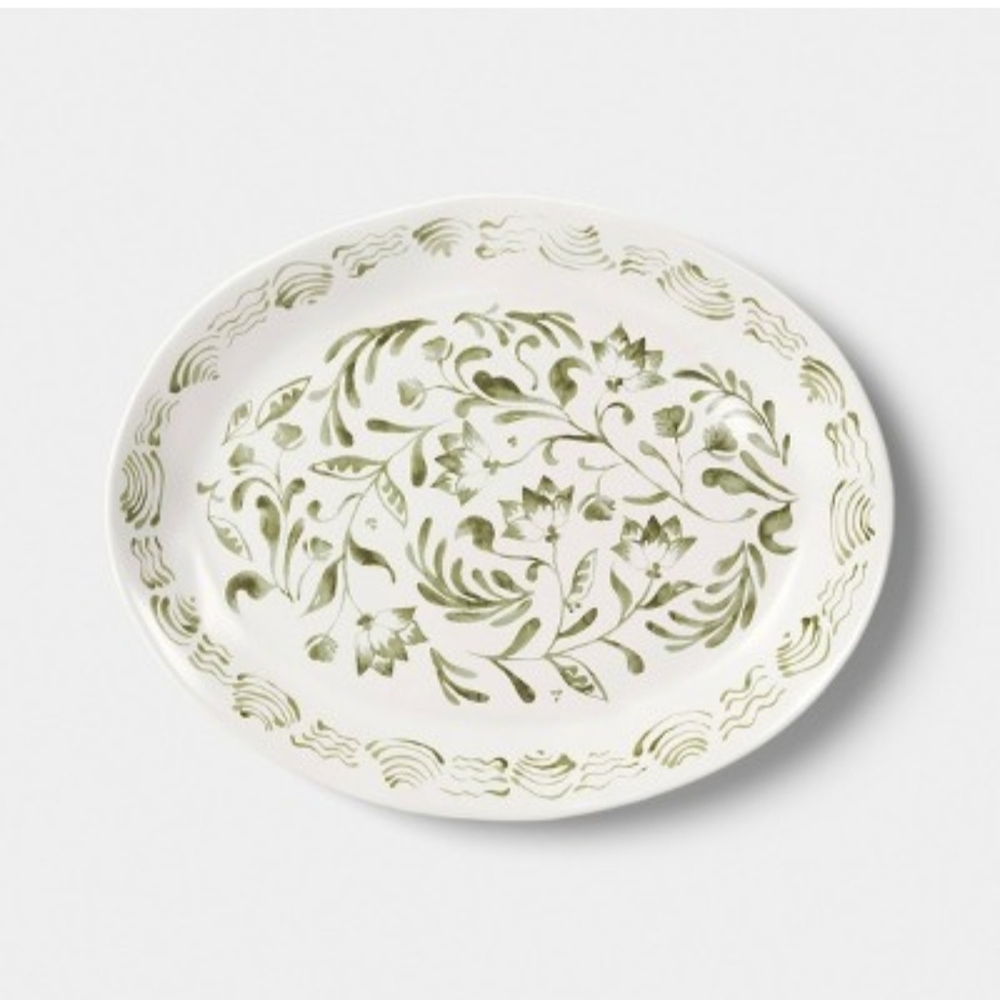 Threshold 15"x12" Aralia Platter Hand Painted